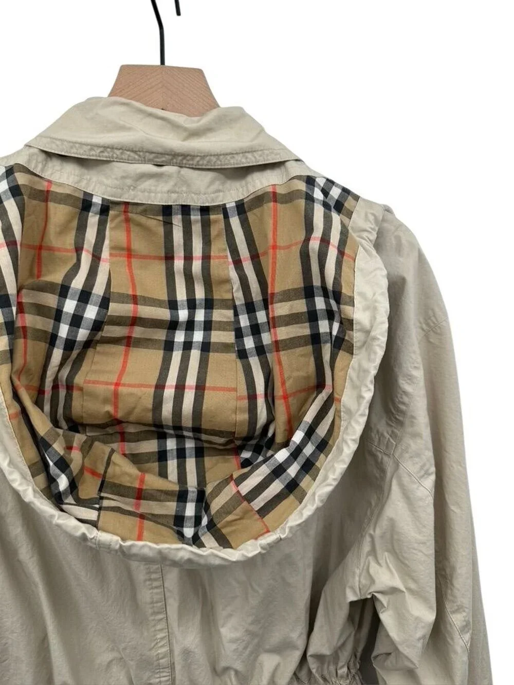 Vintage Burberry Utility Jacket Trench Coat Mid/Short Length Hood Nova Check - Picture 13 of 16